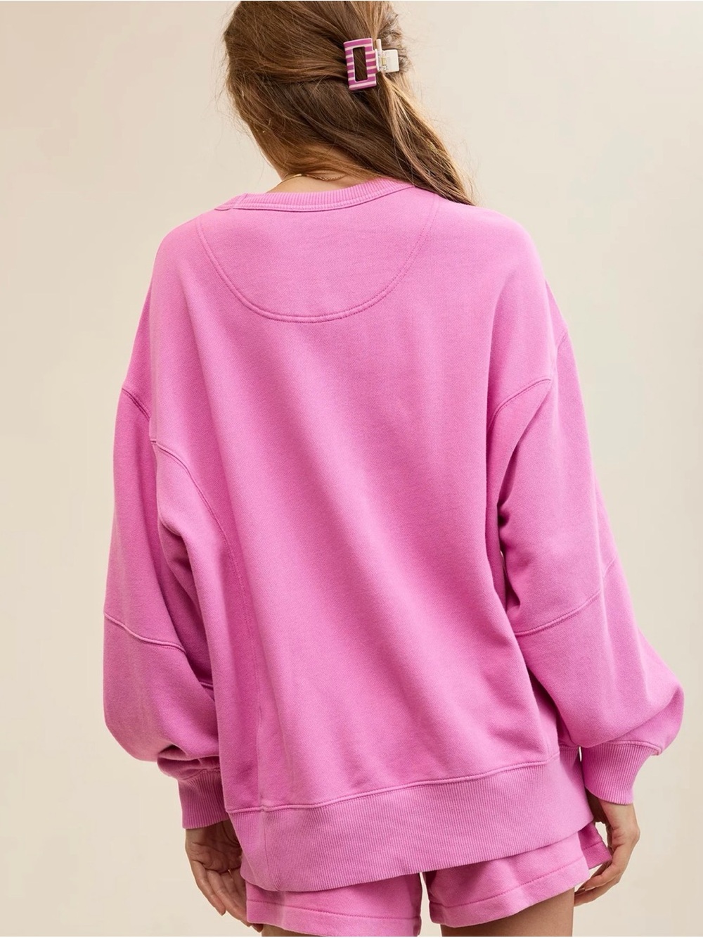 Aerie Go To Sweatshirt, Hot Fuchsia, size Medium - Picture 2 of 5